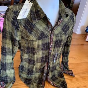 High-end Buckle flannel olive & black